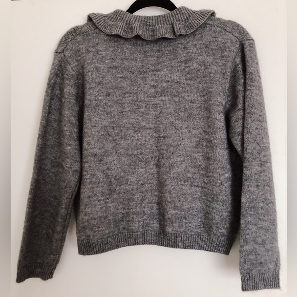 Vintage Ruffle Collar Knit Cardigan Sweater with Pearl Buttons - Picture 2 of 2